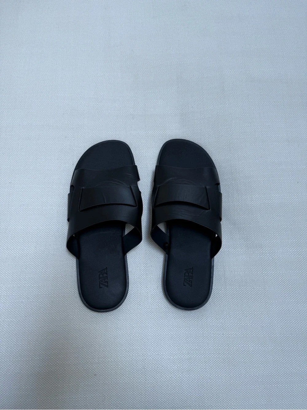 Zara Men's Black Double-Strap Slide Sandals